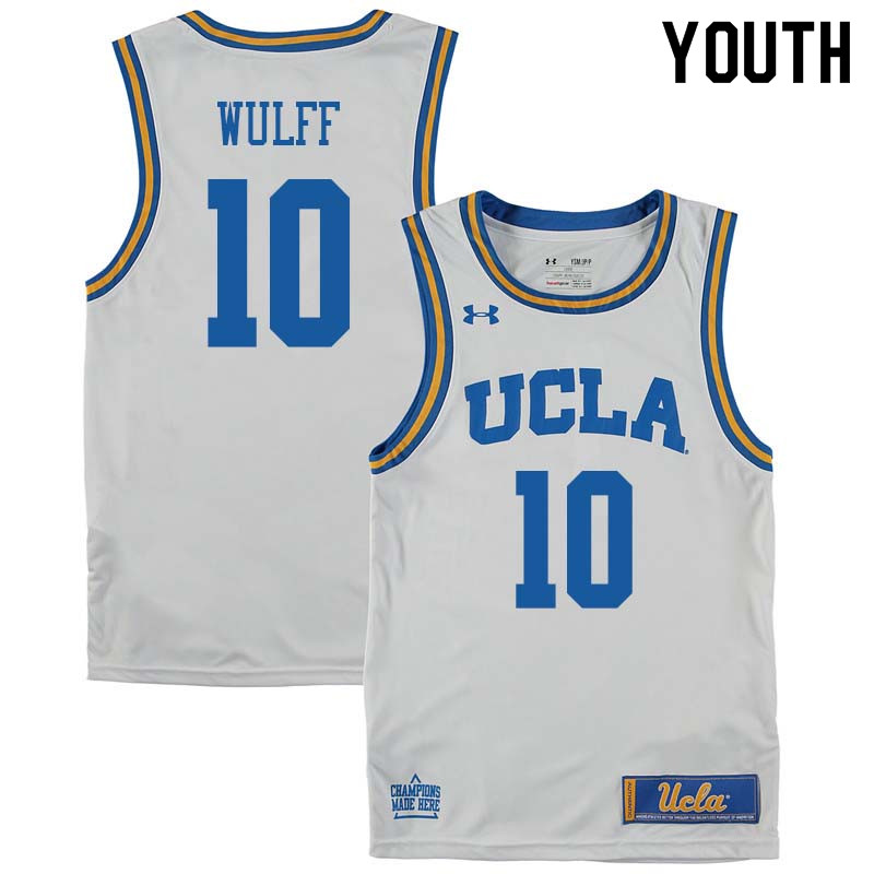 Youth #10 Isaac Wulff UCLA Bruins College Basketball Jerseys Sale-White - Click Image to Close